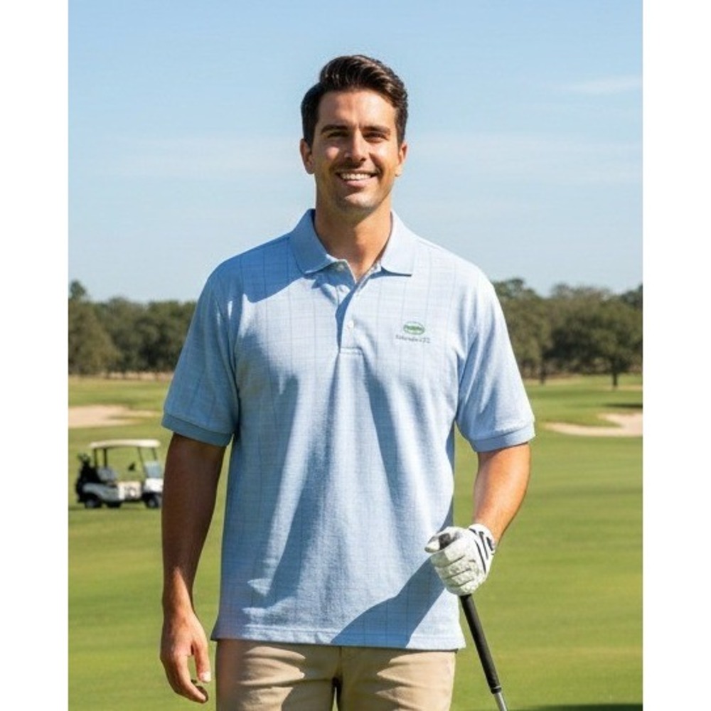 Page & Tuttle Polo Men's XL Blue Plaid Golf Manchester CC Athleisure Performance